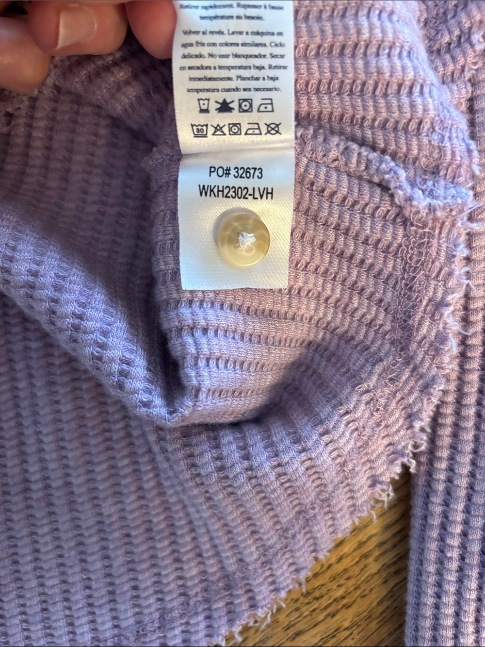 Faherty Lilac Heather Waffle Ribbed  Henley Long-Sleeve Top Like New Cotton XS - Picture 8 of 9